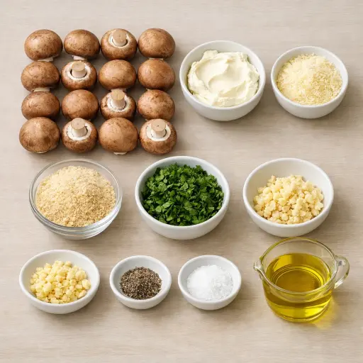 Ingredients for Savory Stuffed Mushroom Caps