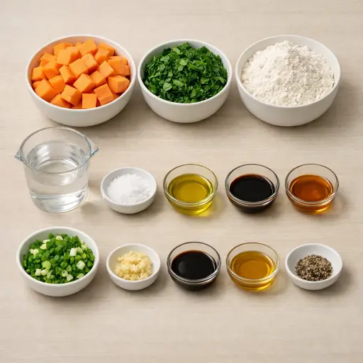 Ingredients for Savory Sweet Potato & Spinach Dumplings