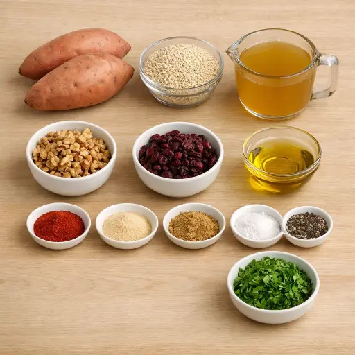 Ingredients for Savory Sweet Potato and Quinoa Casserole