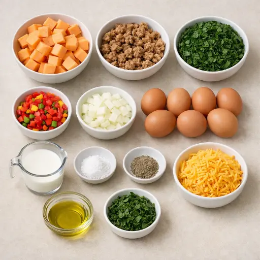 Ingredients for Savory Sweet Potato Breakfast Casserole