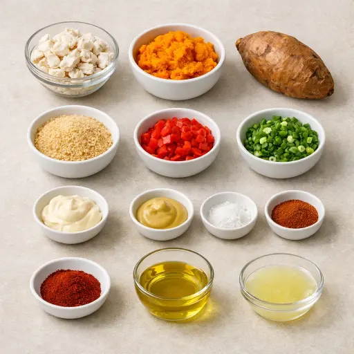 Ingredients for Savory Sweet Potato Crab Cakes
