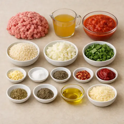 Ingredients for Savory Tomato Basil Pork Meatballs