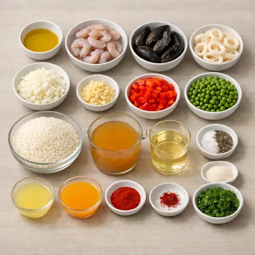 Ingredients for Seafood and Citrus Paella