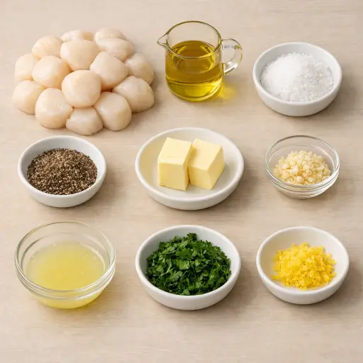 Ingredients for Seared Scallops with Lemon Butter
