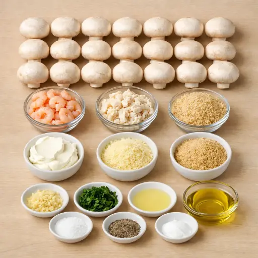 Ingredients for Shrimp and Crab Stuffed Mushrooms