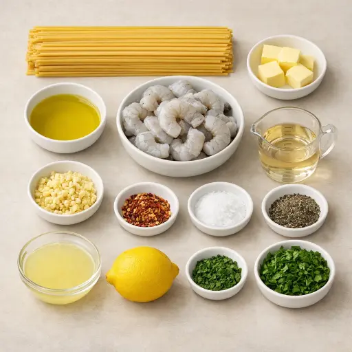 Ingredients for Shrimp Scampi Pasta