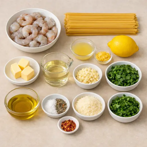 Ingredients for Shrimp Scampi with Lemon Basil