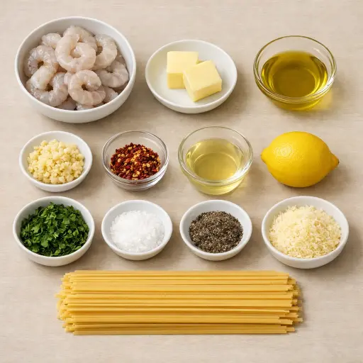 Ingredients for Shrimp Scampi with Lemon Butter Sauce