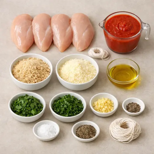 Ingredients for Sicilian Herb-Stuffed Chicken Braciole
