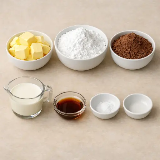 Ingredients for Silky Dark Chocolate Frosting