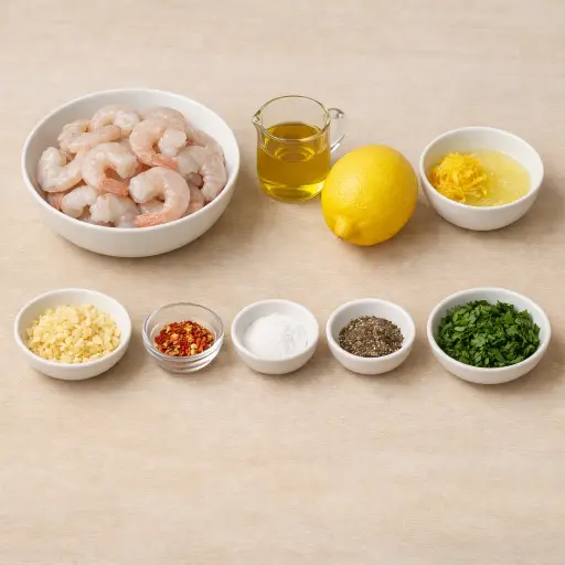 Ingredients for Sizzling Garlic Lemon Shrimp