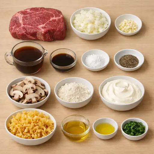 Ingredients for Slow Cooker Beef Stroganoff