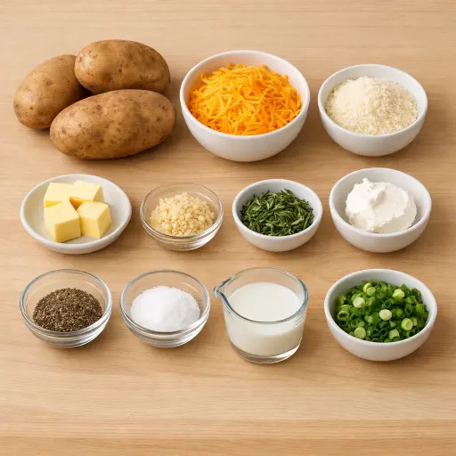 Ingredients for Slow Cooker Garlic Herb Cheesy Potatoes