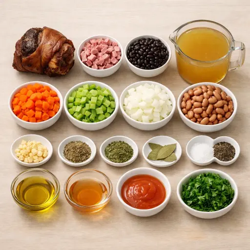 Ingredients for Slow Cooker Ham and Hearty Bean Soup