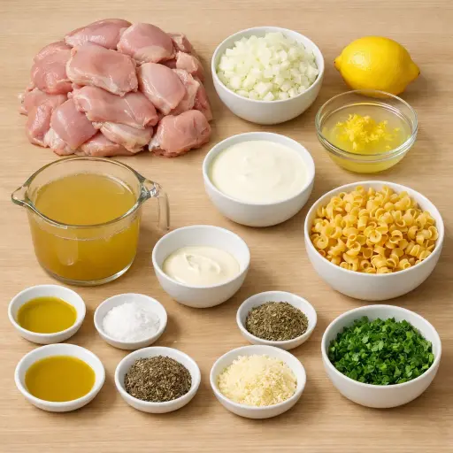 Ingredients for Slow Cooker Lemon Herb Chicken and Noodles