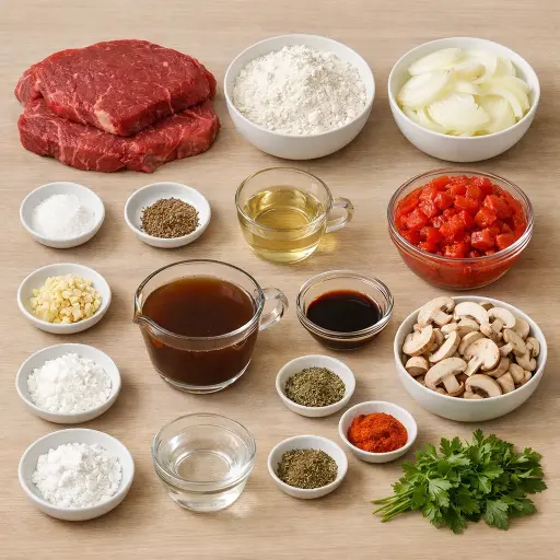 Ingredients for Slow Cooker Swiss Steak with Mushrooms