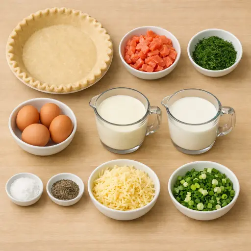 Ingredients for Smoked Salmon Quiche Lorraine
