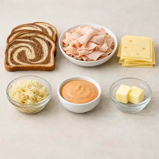 Ingredients for Smoked Turkey Reuben Sandwich