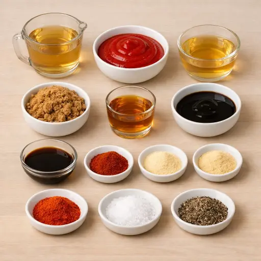 Ingredients for Smoky Apple Bourbon Barbecue Sauce