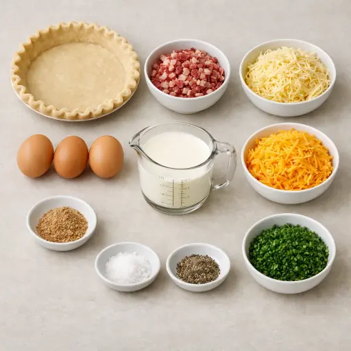 Ingredients for Smoky Bacon and Cheese Quiche