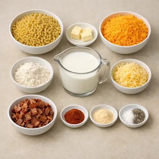 Ingredients for Smoky Bacon Mac and Cheese