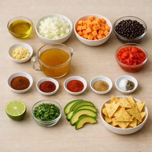 Ingredients for Smoky Black Bean and Sweet Potato Chili