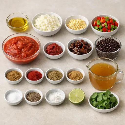 Ingredients for Smoky Black Bean Chipotle Chili