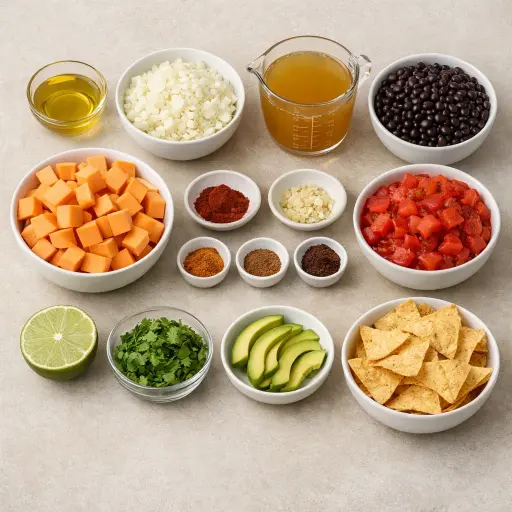 Ingredients for Smoky Black Bean Sweet Potato Soup