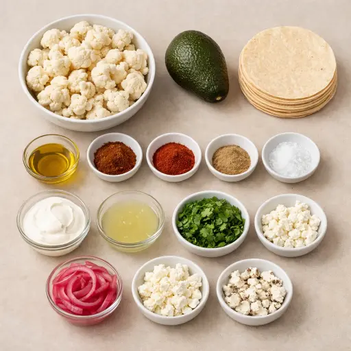 Ingredients for Smoky Chipotle Cauliflower Tacos