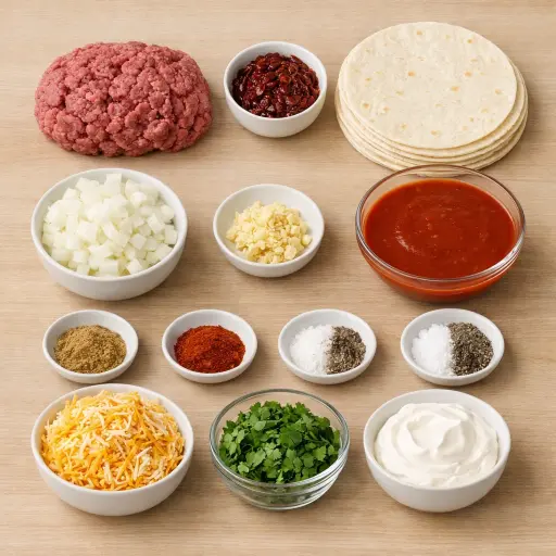Ingredients for Smoky Chipotle Ground Beef Enchiladas