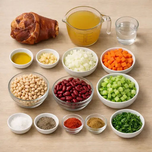 Ingredients for Smoky Ham and Bean Soup