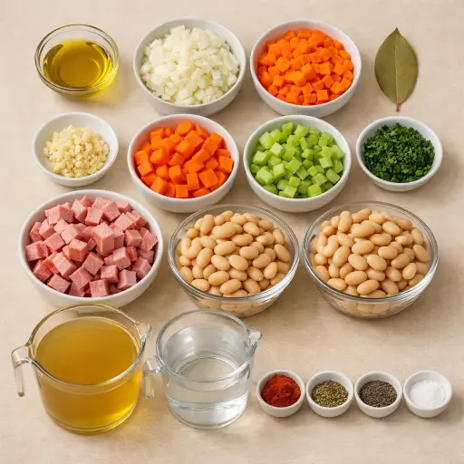 Ingredients for Smoky Ham and Cannellini Bean Soup