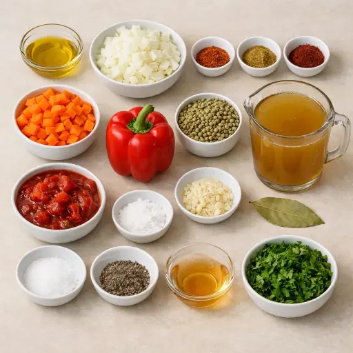 Ingredients for Smoky Lentil and Vegetable Soup