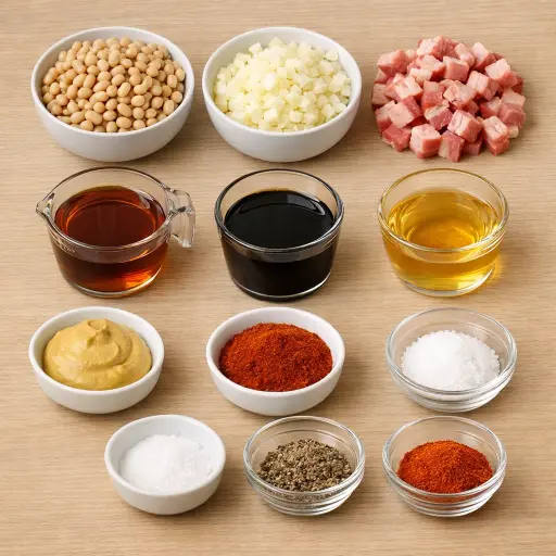 Ingredients for Smoky Maple Baked Beans