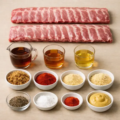 Ingredients for Smoky Maple Bourbon Baby Back Ribs