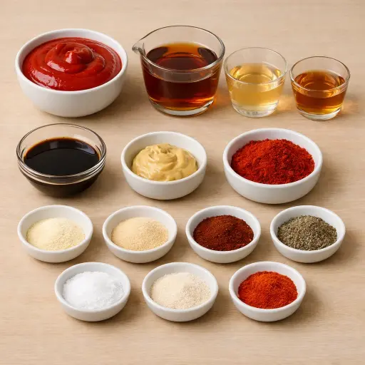Ingredients for Smoky Maple Bourbon BBQ Sauce
