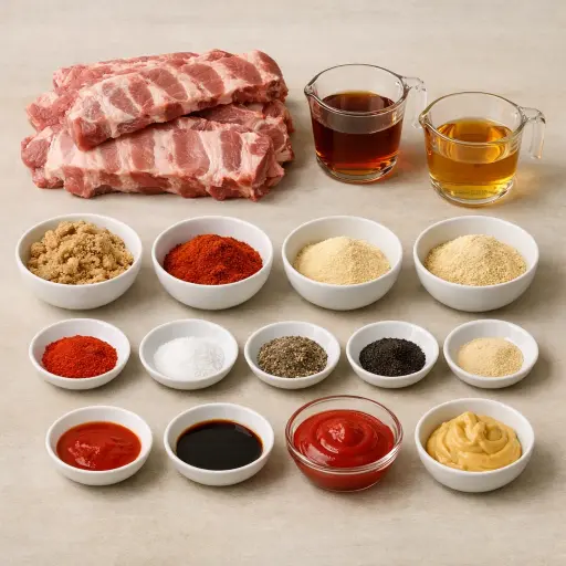 Ingredients for Smoky Maple Bourbon Oven Baked Ribs