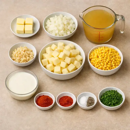 Ingredients for Smoky Potato Corn Chowder