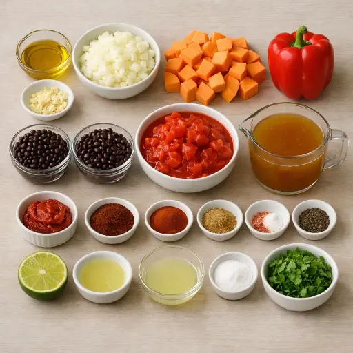 Ingredients for Smoky Sweet Potato & Black Bean Chili