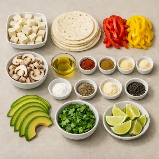 Ingredients for Smoky Tofu & Veggie Fajitas