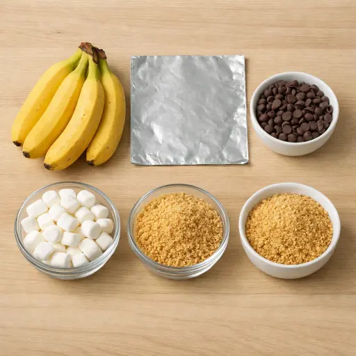Ingredients for S'mores Banana Boats
