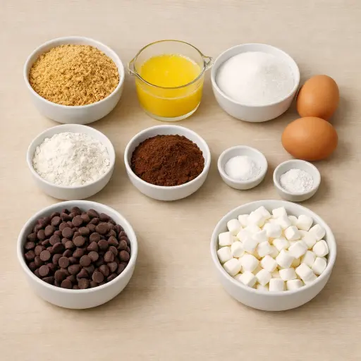 Ingredients for S'mores Brownies
