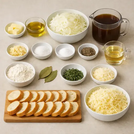 Ingredients for Soupe à l'Oignon