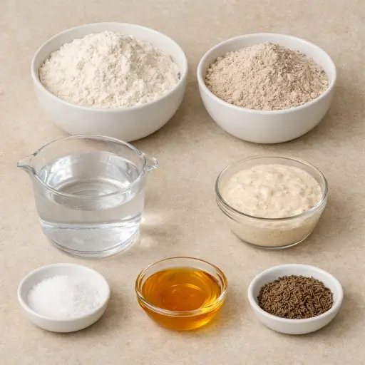 Ingredients for Sourdough Bread with a Twist of Rye