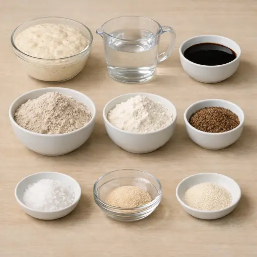 Ingredients for Sourdough Rye Bread