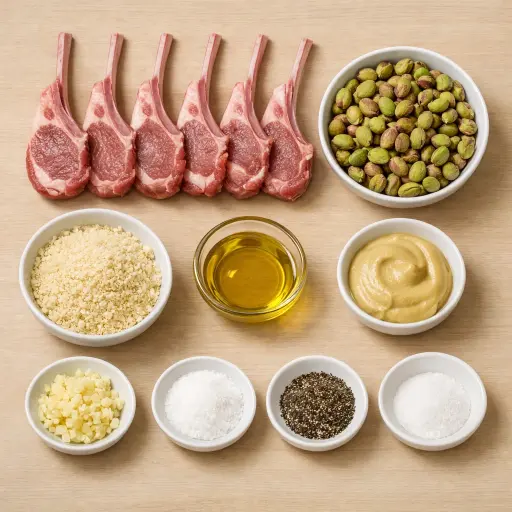 Ingredients for Sous Vide Lamb Chops with Pistachio Crust