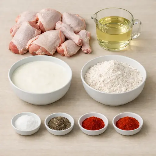 Ingredients for Southern Buttermilk Fried Chicken