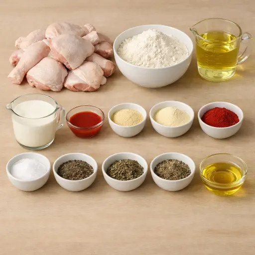 Ingredients for Southern Herb-Infused Crispy Fried Chicken