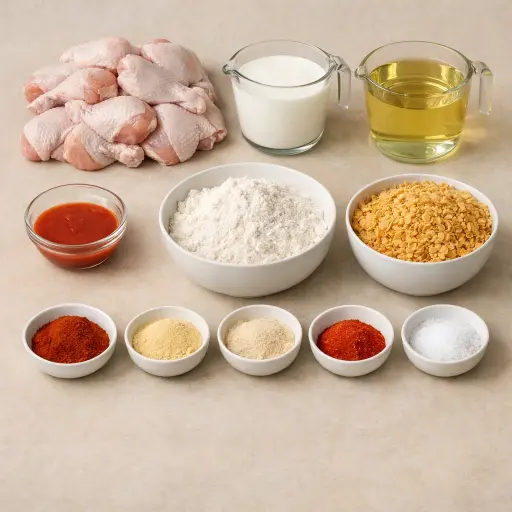 Ingredients for Southern Spice Cornflake Fried Chicken