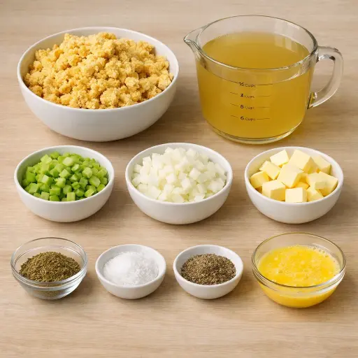 Ingredients for Southern Style Cornbread Dressing
